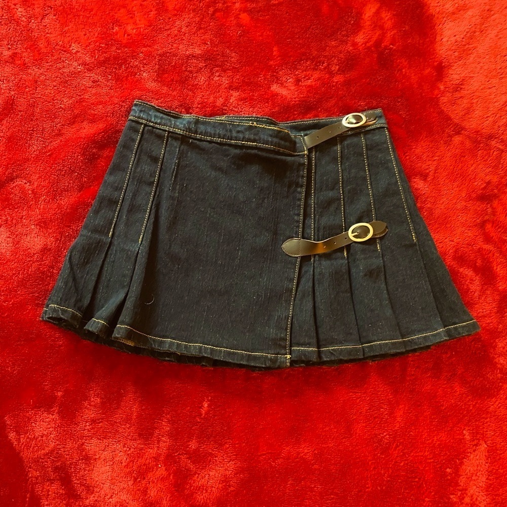 Brandy Melville Denim Mini Skirt with Buckle Accents